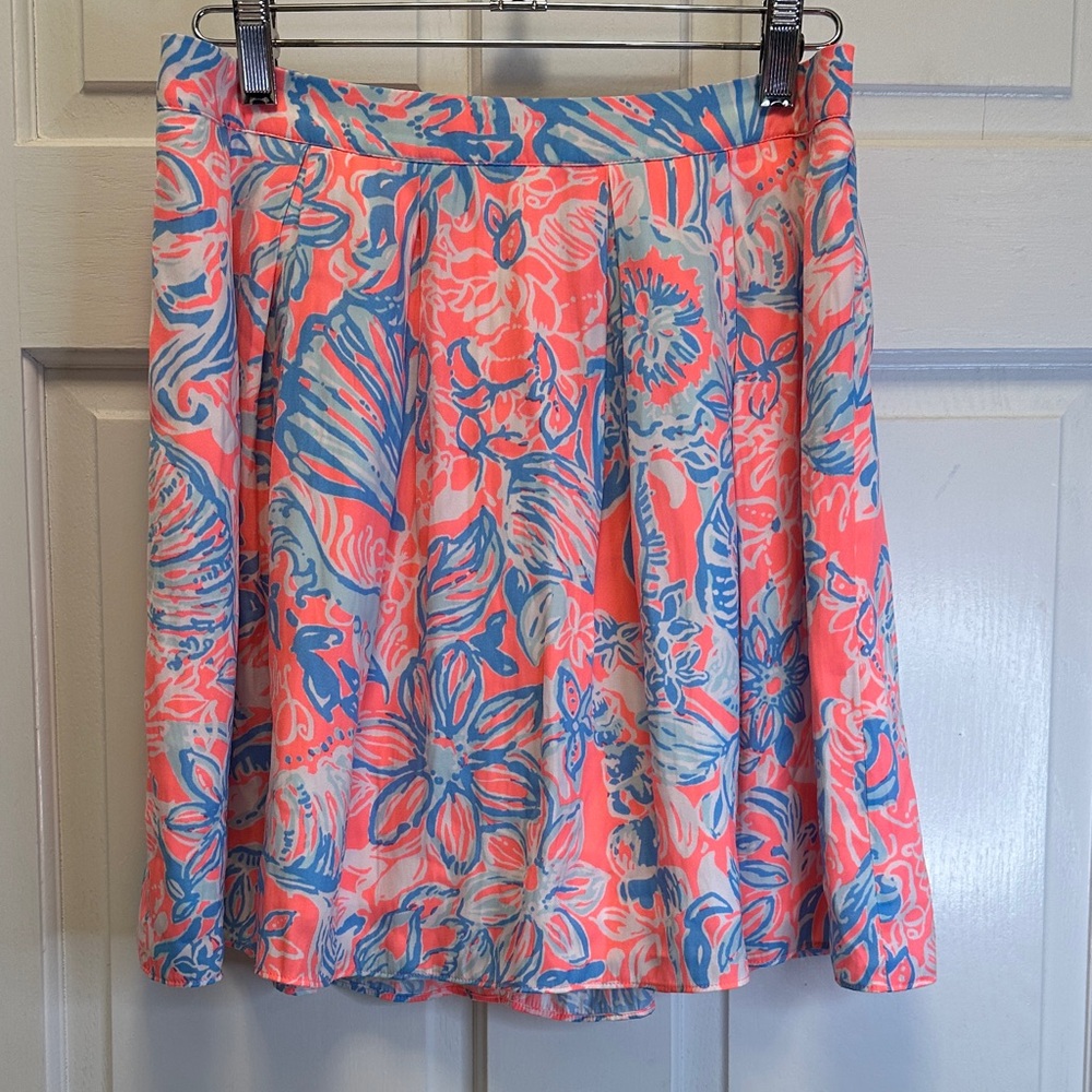 Lilly Pulitzer Tate Size 2‎ Pink and Blue Floral Skirt